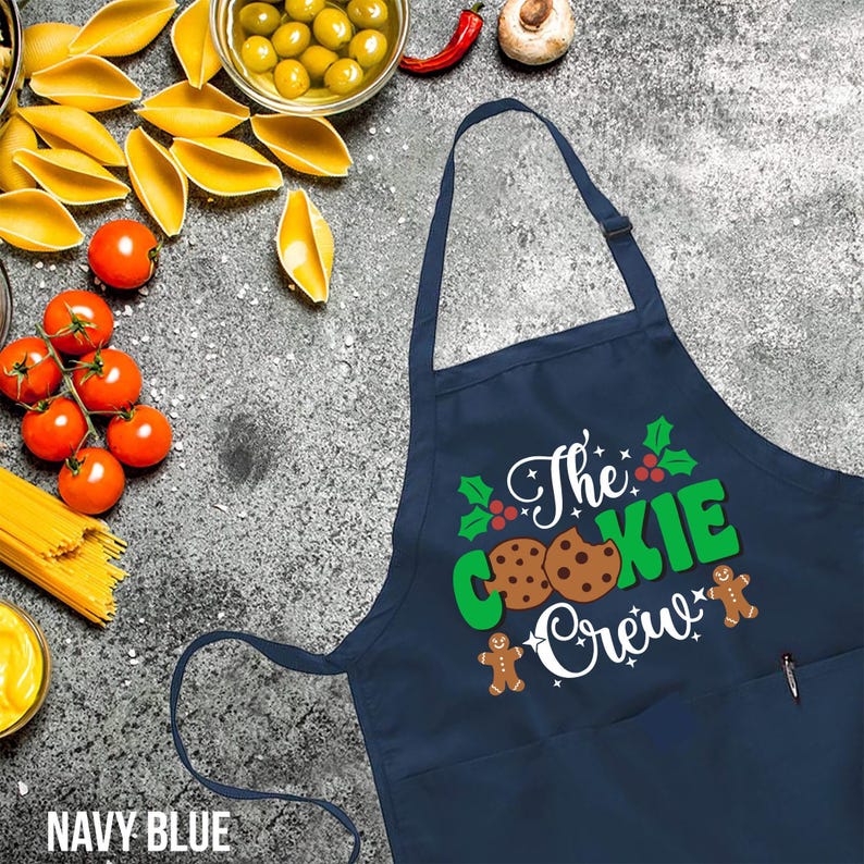 Cooking Baking Crew Apron, Christmas Gift Apron, Personalized Red Apron, Customize Gift Apron,Kitchen Gift Idea,christmas apron,custom apron