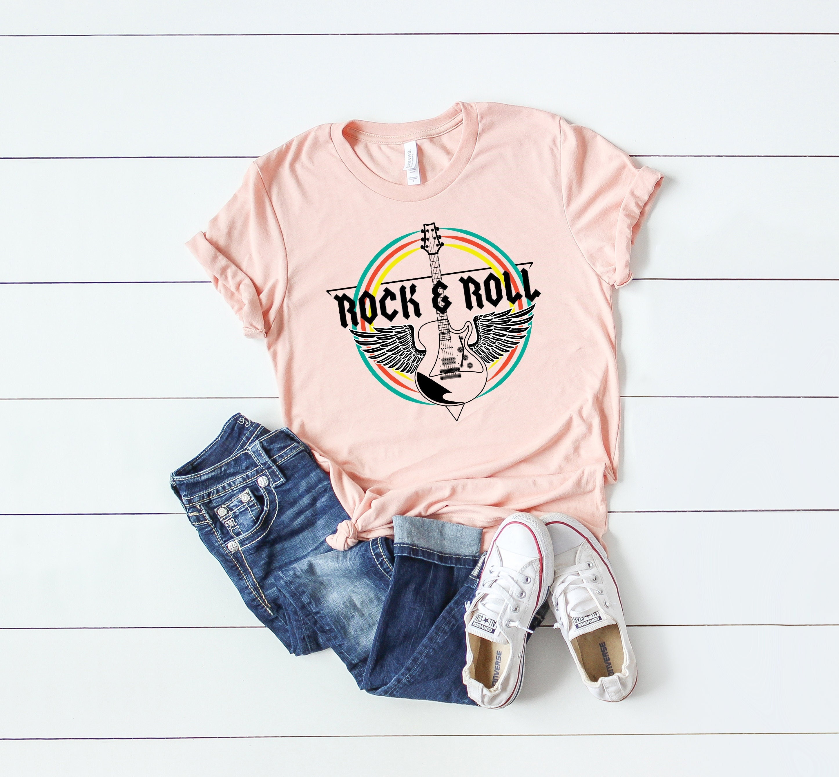 Rock n Roll Tee Shirt Vintage Style Rock and Roll shirt Etsy