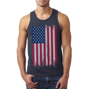 USA Distressed American Flag Tank Tops for Men USA Graphic Tank Tops USA Flag tank top 4th of July tank top, Women's Men's Flag Tank Tops image 3