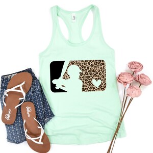 Baseball Leopard Raglan Tank Top Tee, Baseball Tanks, Love Baseball Leopard Tee Shirt, Game Day Baseball Shirt for Women,Baseball Fan Gift