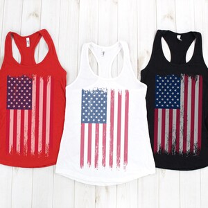 USA Distressed American Flag Tank Tops for Men USA Graphic Tank Tops USA Flag tank top 4th of July tank top, Women's Men's Flag Tank Tops image 6