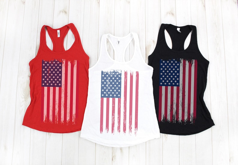 USA Distressed American Flag Tank Tops for Men USA Graphic Tank Tops USA Flag tank top 4th of July tank top, Women's Men's Flag Tank Tops image 6