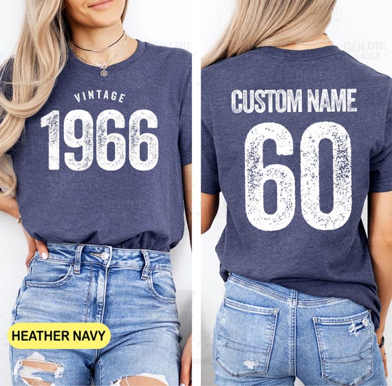 60th birthday shirt, 60th birthday gift, 60th birthday party, Custom Name 1966 Birthday Tee Shirt, 1966 Vintage Tee Shirt, 60 and fabulous