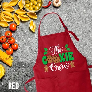 Cooking Baking Crew Apron, Christmas Gift Apron, Personalized Red Apron, Customize Gift Apron,Kitchen Gift Idea,christmas apron,custom apron image 4
