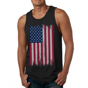 USA Distressed American Flag Tank Tops for Men USA Graphic Tank Tops USA Flag tank top 4th of July tank top, Women's Men's Flag Tank Tops image 4
