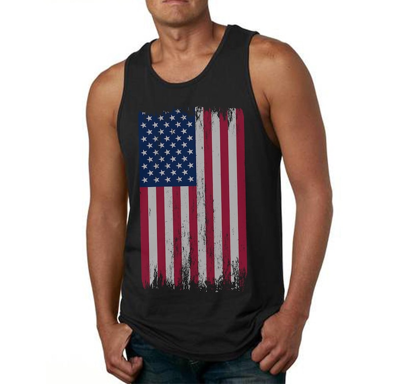 USA Distressed American Flag Tank Tops for Men USA Graphic Tank Tops USA Flag tank top 4th of July tank top, Women's Men's Flag Tank Tops image 4