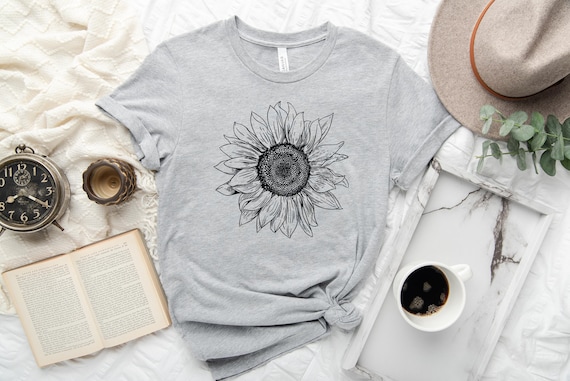 Sunflower, Sunflower Tee Shirt, Floral Tee Shirt, Flower Shirt, Garden Shirt, Womens Fall Shirt, Sunflower Tshirts Longsleeve, Sunshine Tee