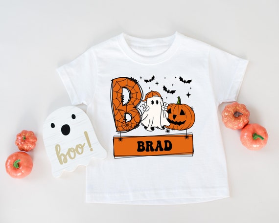 Personalized Boys Halloween Boo Shirt, Cute Ghost Shirt, Custom Kids Halloween Tee, Pumpkin Shirt, Custom Toddler Halloween,Halloween Outfit