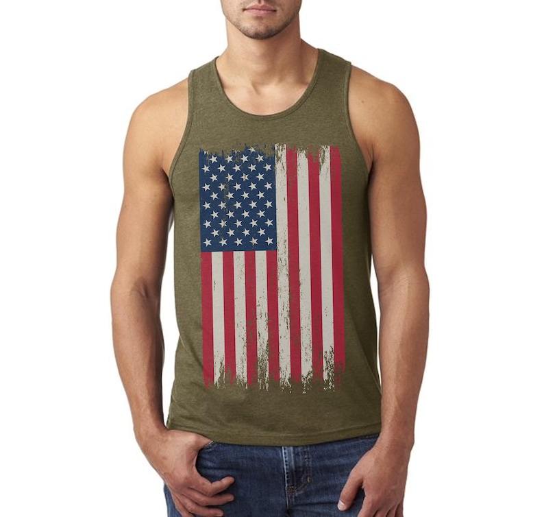 USA Distressed American Flag Tank Tops for Men USA Graphic Tank Tops USA Flag tank top 4th of July tank top, Women's Men's Flag Tank Tops image 5