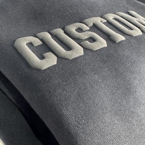 Custom Puff Embossed Sweatshirt, Custom Embossed Mascot Shirt, Personalized Raised Text Hoodie, Trendy 3D Lettering, Unique Cozy Pullover