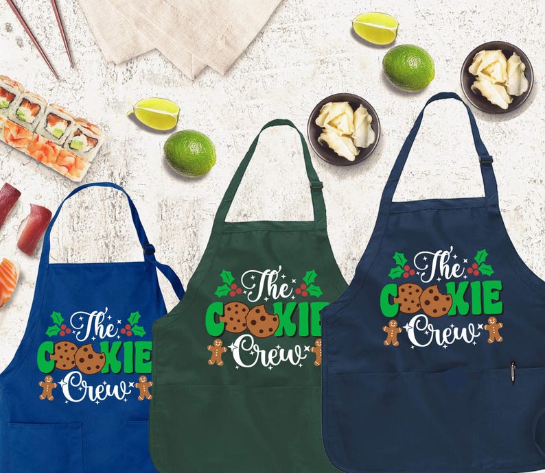 Cooking Baking Crew Apron, Christmas Gift Apron, Personalized Red Apron, Customize Gift Apron,Kitchen Gift Idea,christmas apron,custom apron image 3