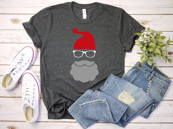 Santa Claus Shirt, Merry Christmas Tee Shirt, Hipster Shirt, Santa Glasses, Funny Christmas Tshirt Gift, Mens Christmas Shirt, Gift For Men