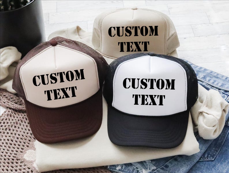 Text Hats Custom Text Hat, Personalized Text Foam Hat, Unisex Foam Trucker Hat ...