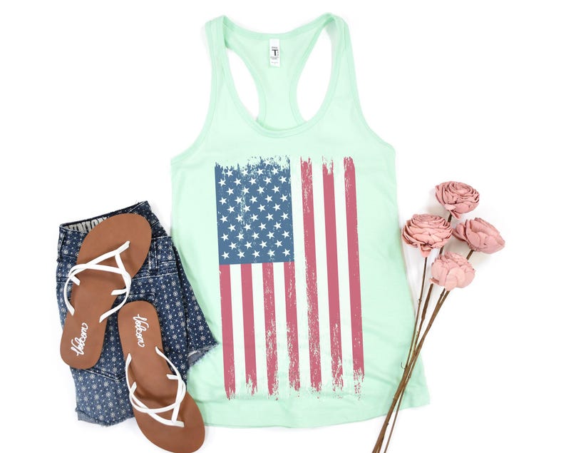 USA Distressed American Flag Tank Tops for Men USA Graphic Tank Tops USA Flag tank top 4th of July tank top, Women's Men's Flag Tank Tops image 7