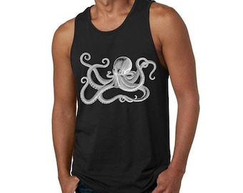 Octopus Japanese Calligraphy Tank Top, Womens OCTOPUS shirt TANK TOP,Girlfriend Gift Fitness Mom,Gym Workout Tank Top Gift for Women For Men