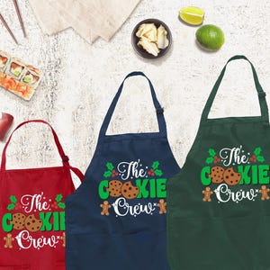 Cooking Baking Crew Apron, Christmas Gift Apron, Personalized Red Apron, Customize Gift Apron,Kitchen Gift Idea,christmas apron,custom apron