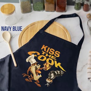 Kiss the Cook Apron, Personalized Apron, Custom Mens Apron, Funny Apron for Men, Chef Gifts for Him, Fathers Day, Gift for Griller,BBQ Apron