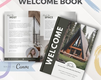 Plantilla de libro de bienvenida de Airbnb: Guía para huéspedes de alquileres vacacionales (editable en Canva)