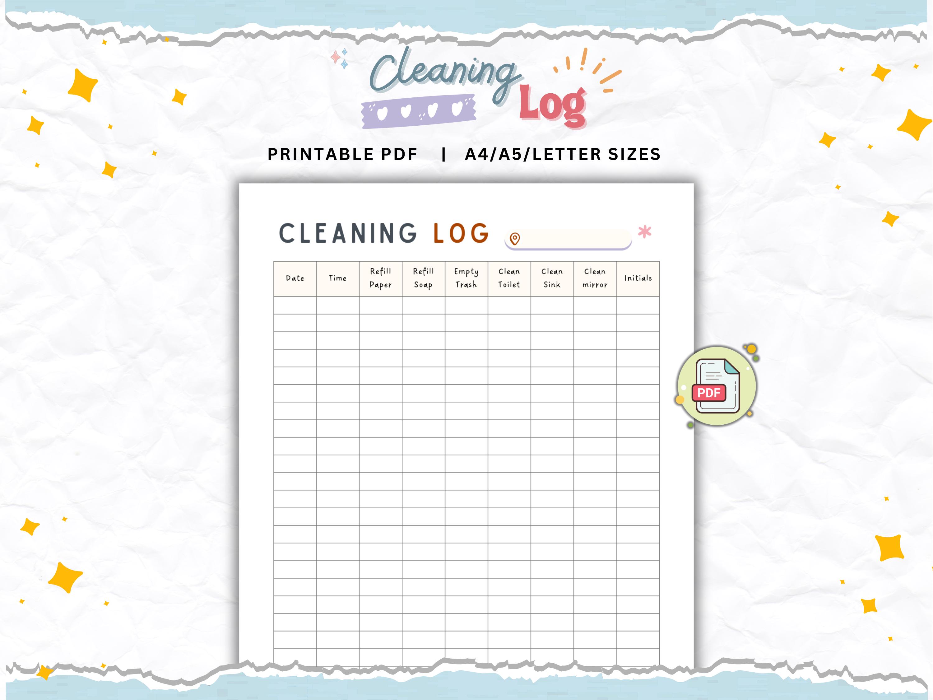 Bathroom Cleaning Log Printable Restroom Cleaning Checklist PDF ...