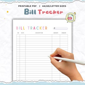 Monthly Bill Tracker Printable: Budget Planner (A4 A5 US Letter) (PDF)