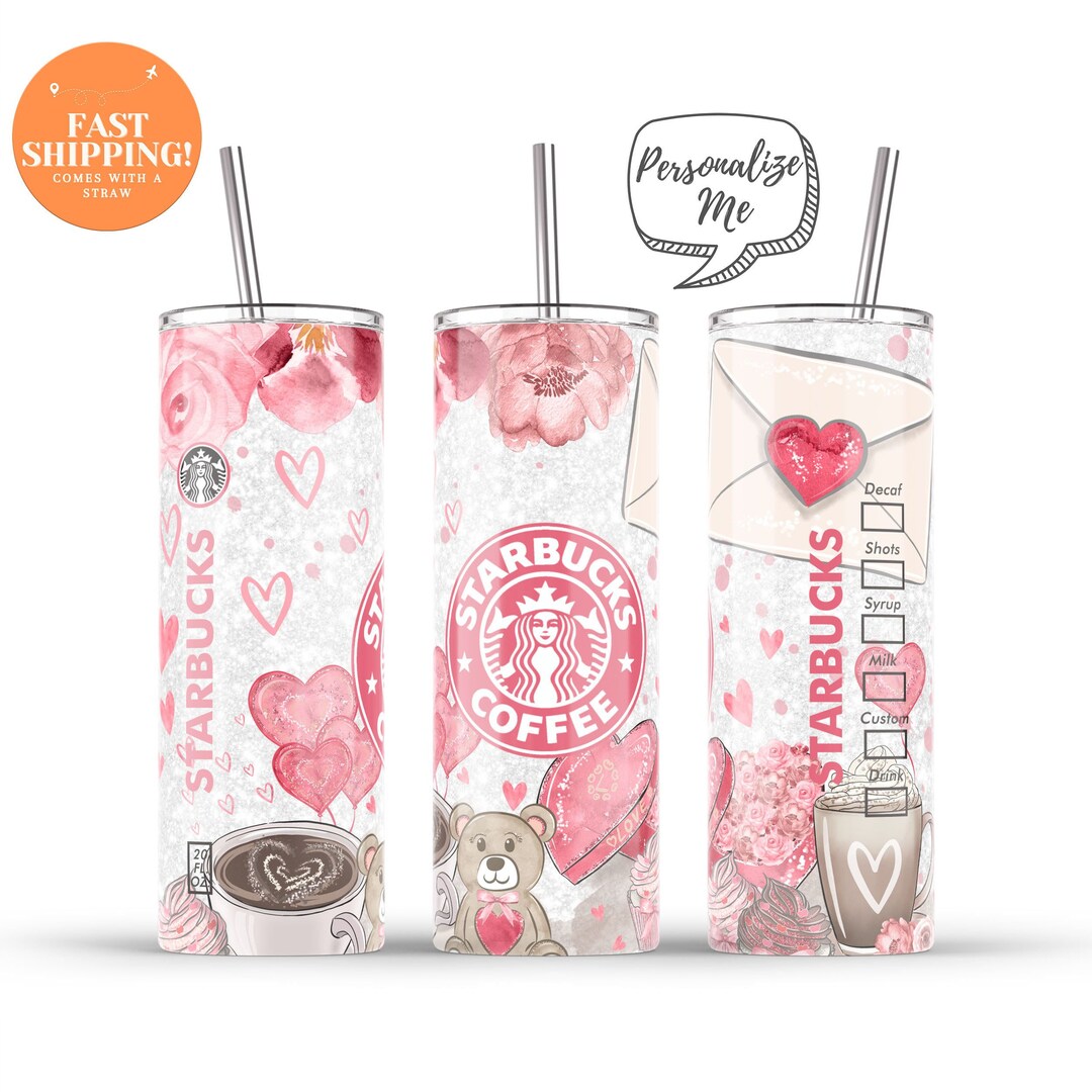 Personalized Starbucks Heart Tumbler, Personalized Heart Tumbler With