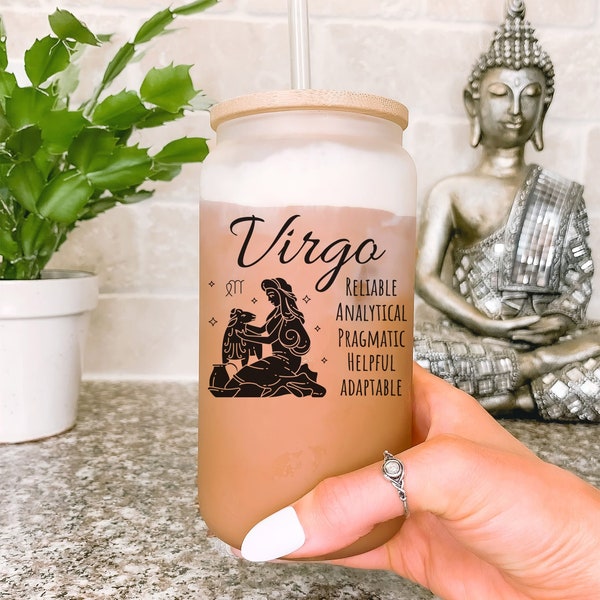 Personalized Virgo 16oz Libbey Cup - Personalized Astrology Gift  - Virgo Constellation Glass - Birthday Present -Astrology Drinkware