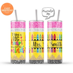 Teacher Tumbler Personalized, Teacher Gifts, Teacher Cup With Straw, Teacher Appreciation Gift, It Takes a Big Heart To Shape Little Minds