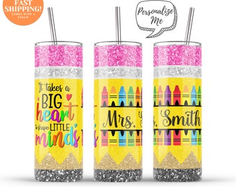 Teacher Tumbler Personalized, Teacher Gifts, Teacher Cup With Straw, Teacher Appreciation Gift, It Takes a Big Heart To Shape Little Minds