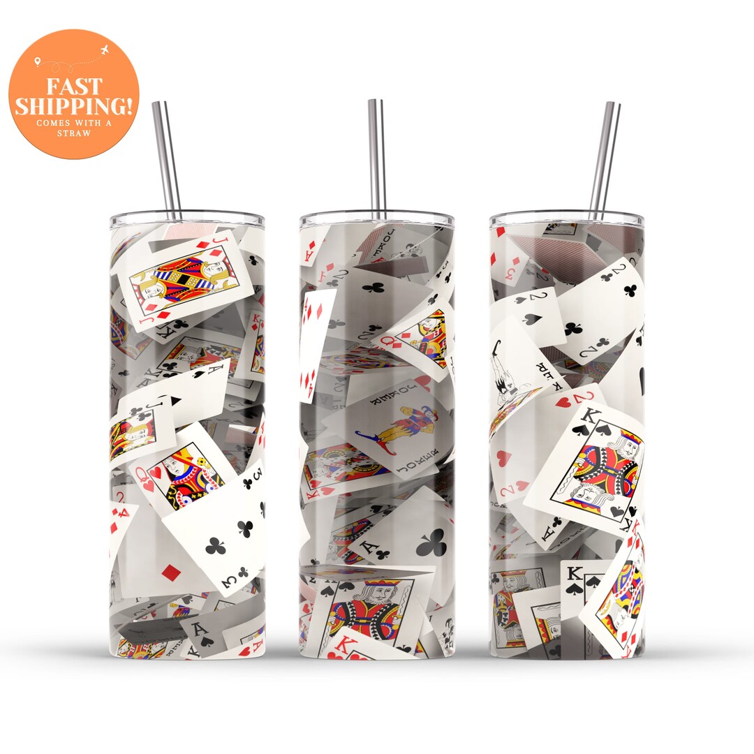 3d Playing Cards Tumbler, Playing Cards Tumbler With Straw, Card Player