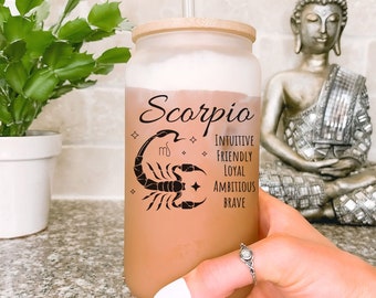 Personalized 16oz Libbey Cup with Scorpio Zodiac Sign - Custom Astrology Gift - Constellation Glass - Birthday Present