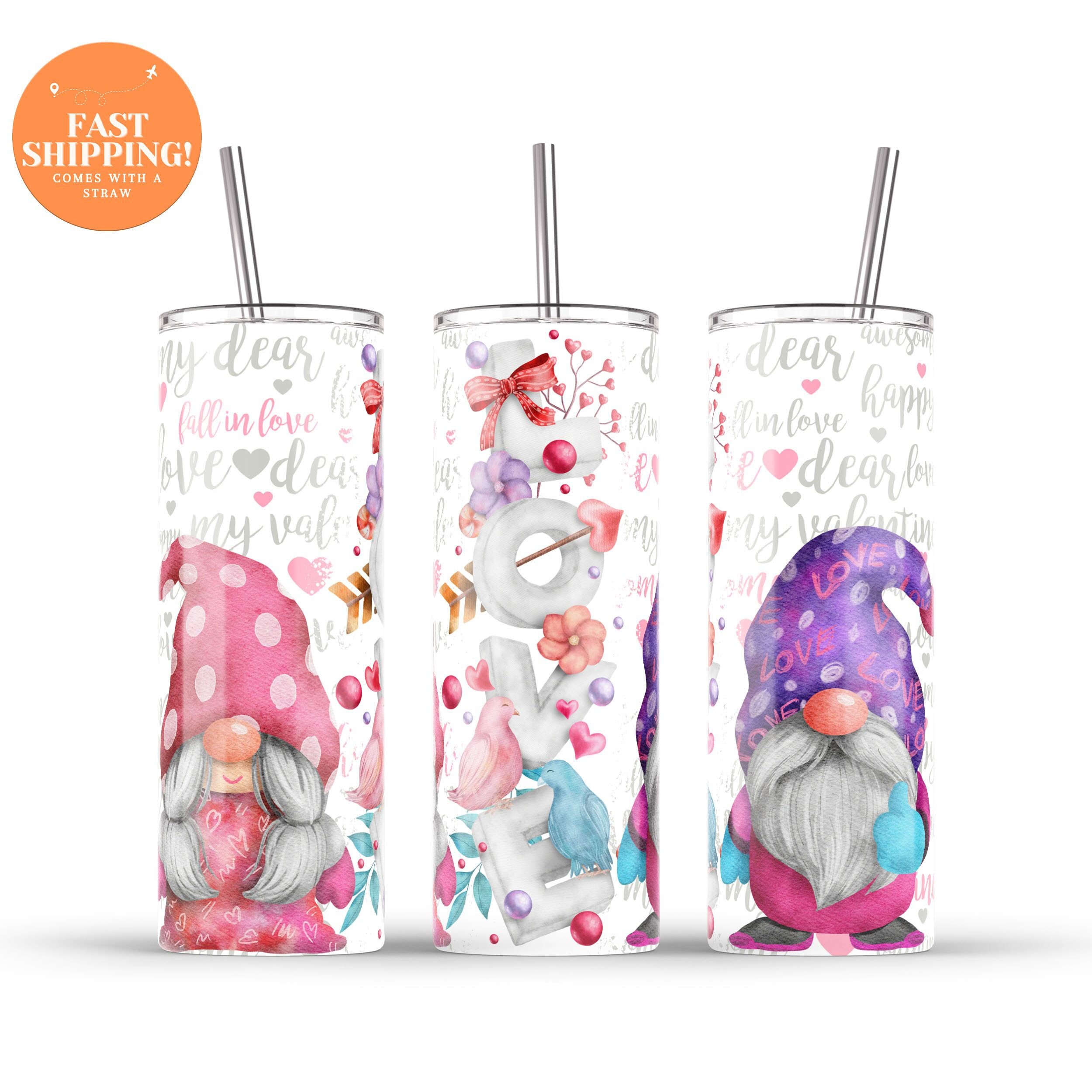 Love Gnome Tumbler With Lid And Straw