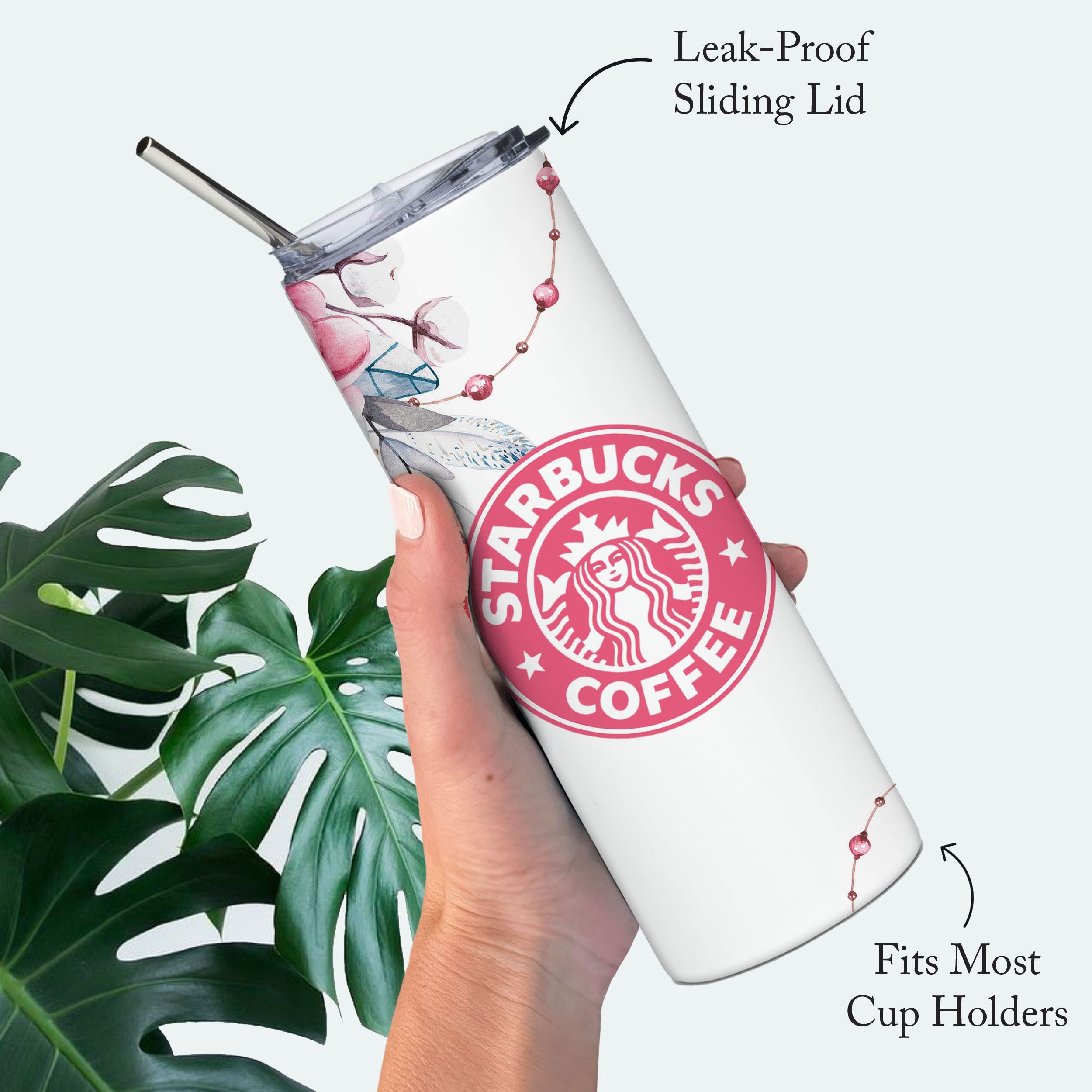 Personalized Starbucks Floral Tumbler With Straw Personalized Etsy