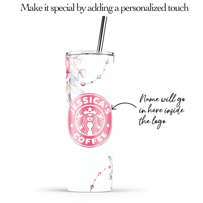 Personalized Starbucks Floral Tumbler With Straw Personalized Etsy