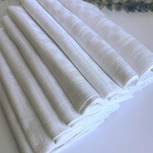 Vintage French Damask Napkins - Large Geometric Checkered Cloth - Set of 8