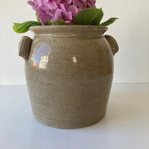 Vintage French Stoneware Medium Sized Confit Pot, French Vintage Demijon, Earthenware Crock Pot, Antique Confit Pot, Rustic Vase.