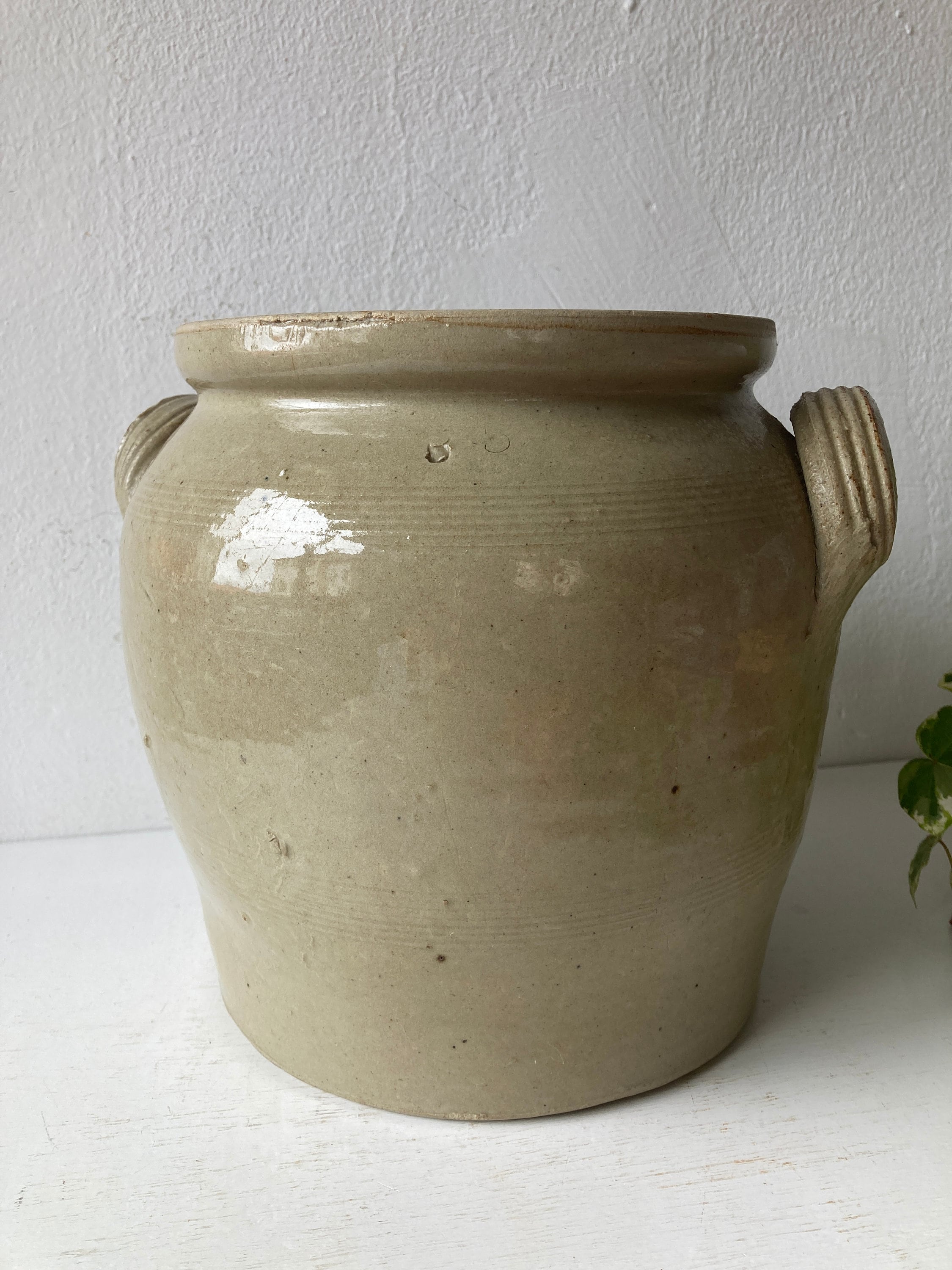 French Vintage Beige Grey Stoneware Confit Pot Crockpot Etsy