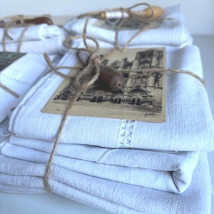 French Vintage Linen Bundle: Antique Textile Remnants for Slow Stitching