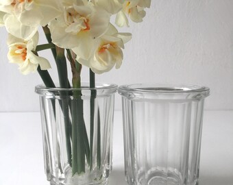 Two Glass Antique French Preserving Jars, Heavy, Thick and Sturdy, Vintage Jam Jars, Antique Confiture Jars