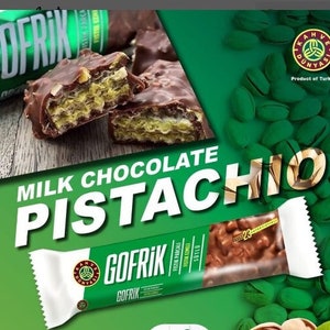 24 pieces box Turkish Gourmet Chocolate Wafers with Fresh pistachio & pistachio cream |  Sweet snack nuts