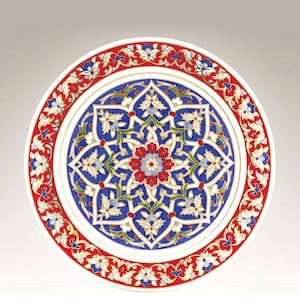 Iznik Ceramic Decorative Wall Plate | Hand decorated porcelain ware art | handicraft pottery 10&quot; 25 cm
