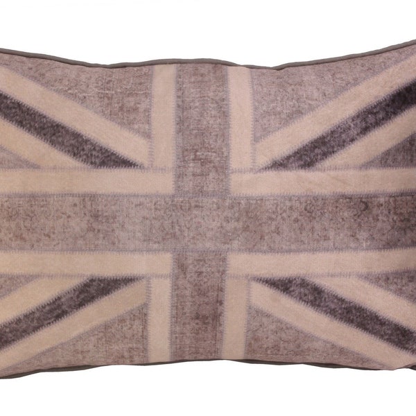 Traditional Union Jack Royal British UK Flag Velvet Lumbar Cushion Pillow Cover