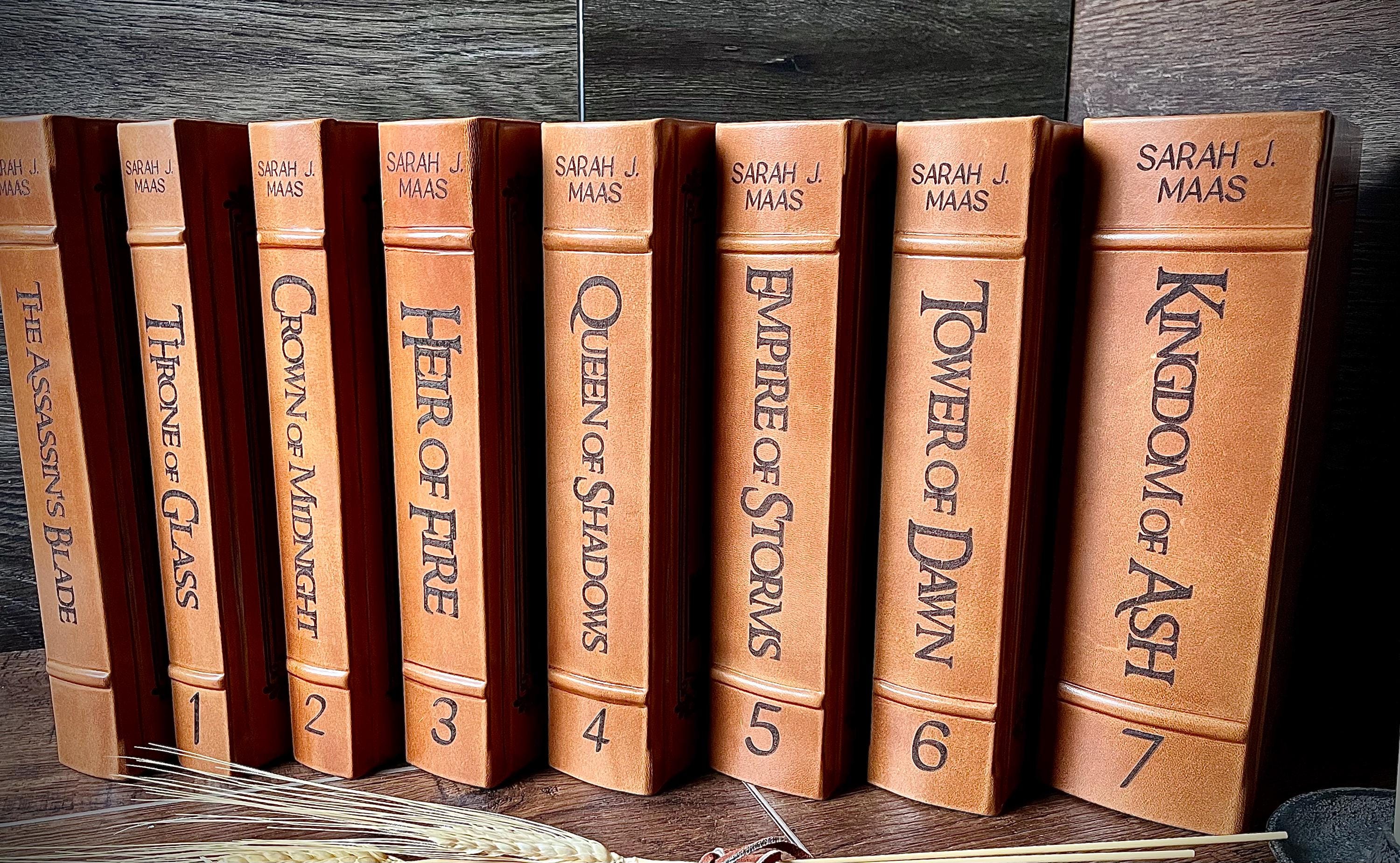 Leather-bound Throne of Glass 8 book set Sarah J Maas Fantasy Book Lover Gift for Her Celaena Sardothien Assassin's Blade Crown of Midnight