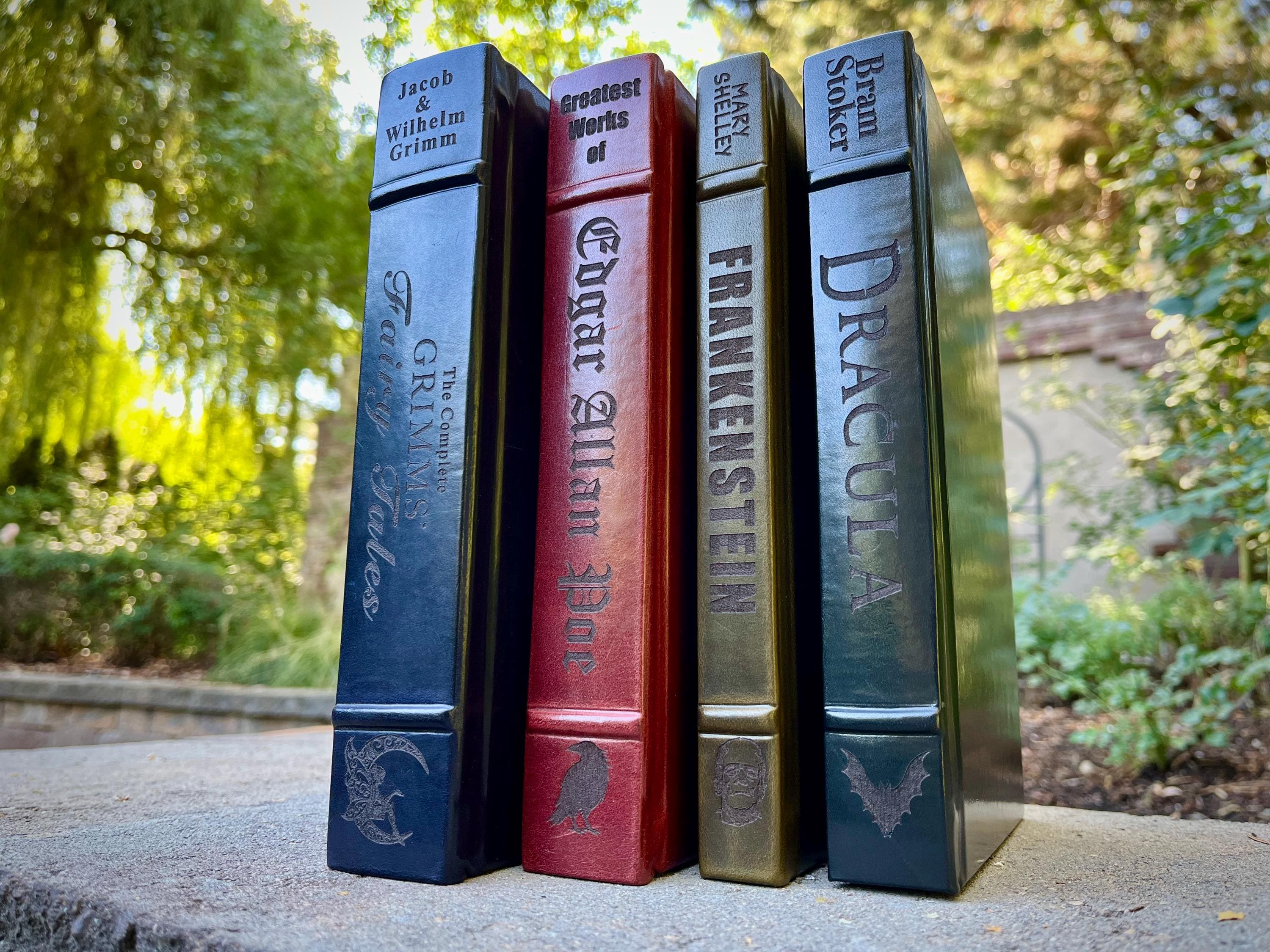 Leather-bound Set Gothic Literature Bram Stoker Dracula Mary Shelley Frankenstein Complete Works Edgar Allen Poe Grimm Brothers Fairy Tales