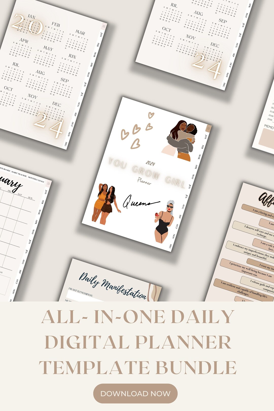 2024 Digital Planner Goodnotes Notability ADHD FRIENDLY - Etsy