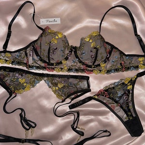 Lingerie Set Lace Black Rebecca – купить на Ярмарке Мастеров – C0XJVCOM |  Underwear sets, St. Petersburg