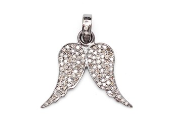 Diamant Engel Flügel Anhänger Halskette: 925 Sterlingsilber