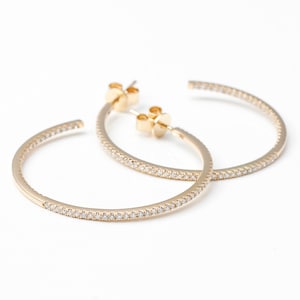 925 Silver Diamond Hoop Earrings: Trendy Large Hoops