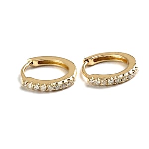 Diamond Pave Hoops | Dainty Earrings | Solid Silver Diamond Hoops | Diamond Hoops | 925 Silver Hoop Diamond Earrings, Gold Hoops Earrings