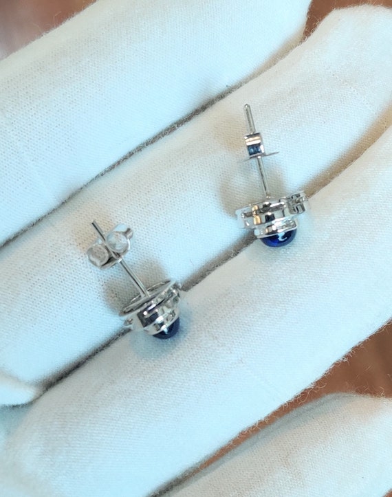 ブルーサファイアダイヤモンド 18Kホワイトゴールド スタッド