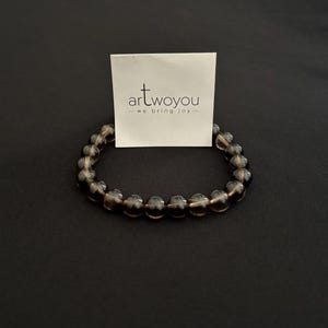 Natural Smokey Quartz Bracelet, Smokey Quartz Beaded Bracelet, Aesthetic Bracelet, Crystal Bead Bracelet, Gift for Her/Him, Christmas Gfits